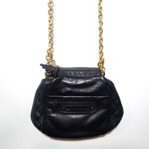 Vintage Y2K Juicy Couture Leather Pull Chain Crossbody Bag - Black/Gold